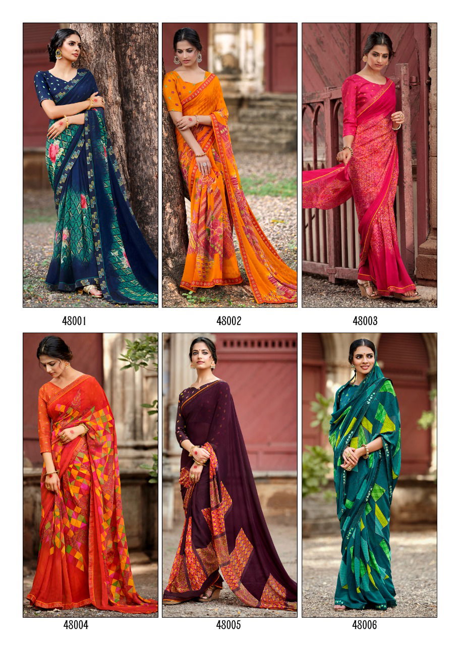 Kashvi Jasleen Fancy Wear Georgette Ethnic Wear Printed Saree Collection